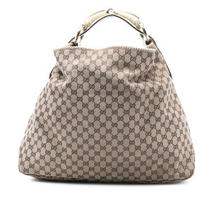 Pre-Loved Gucci Large GG Canvas Horsebit Hobo